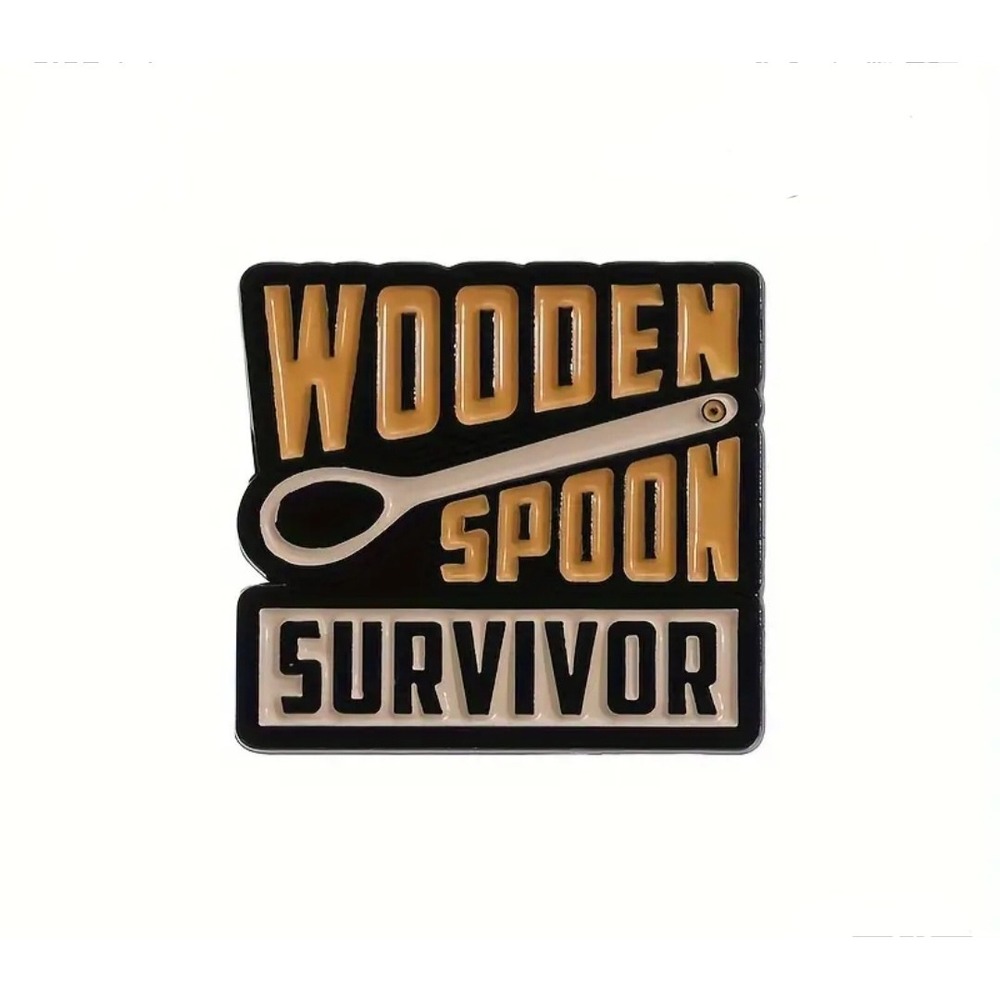 Wooden Spoon Survivor Enamel Pin Humorous Nostalgic Lapel Hat Pin Funny